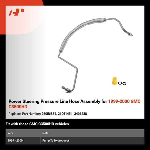 Power Steering Pressure Line Hose Assembly for 1999-2000 GMC C3500HD