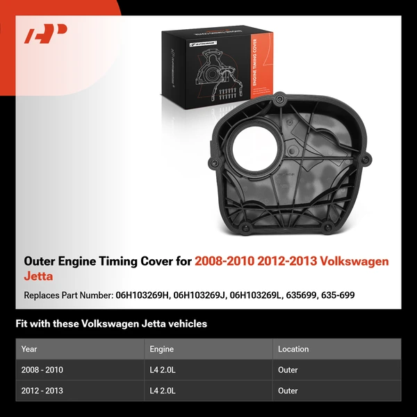 Outer Engine Timing Cover for 2008-2010 2012-2013 Volkswagen Jetta
