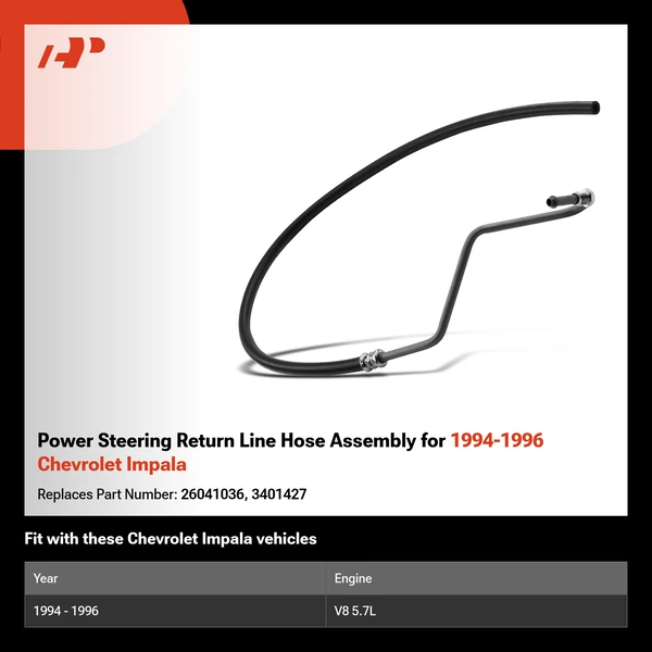 Power Steering Return Line Hose Assembly for 1994-1996 Chevrolet Impala