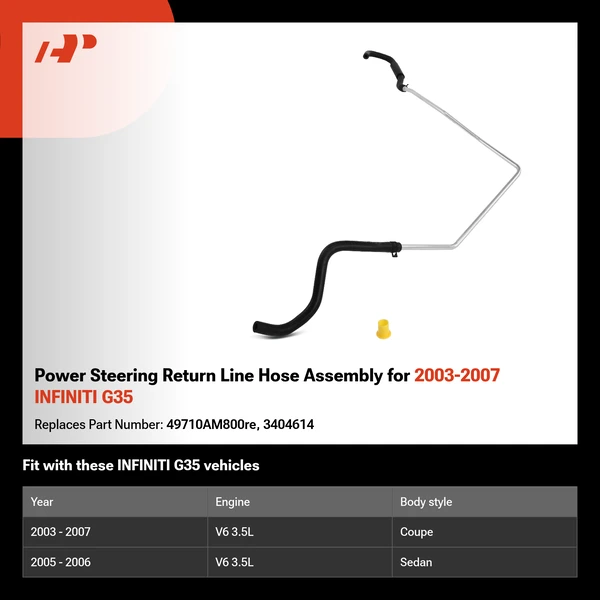 Power Steering Return Line Hose Assembly for 2003-2007 INFINITI G35