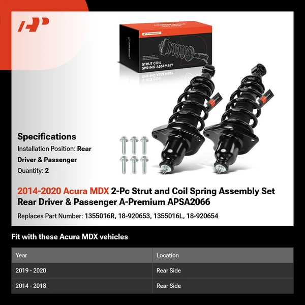 2014-2020 Acura MDX 2-Pc Strut and Coil Spring Assembly Set Rear Driver & Passenger A-Premium APSA2066