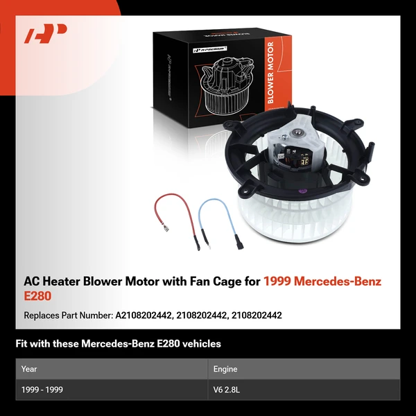 AC Heater Blower Motor with Fan Cage for 1999 Mercedes-Benz E280
