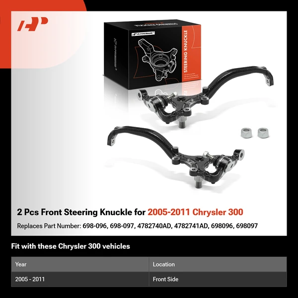 2 Pcs Front Steering Knuckle for 2005-2011 Chrysler 300