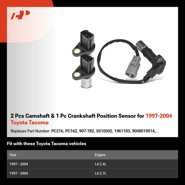 2 Pcs Camshaft & 1 Pc Crankshaft Position Sensor for 1997-2004 Toyota Tacoma