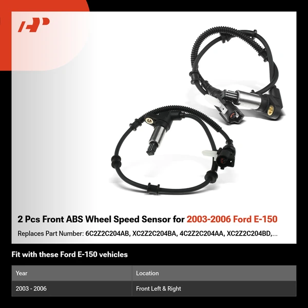 2 Pcs Front ABS Wheel Speed Sensor for 2003-2006 Ford E-150