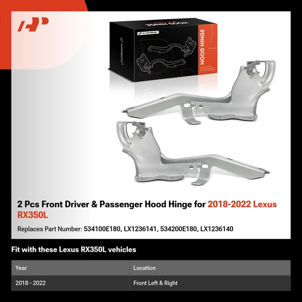 2 Pcs Front Driver & Passenger Hood Hinge for 2018-2022 Lexus RX350L