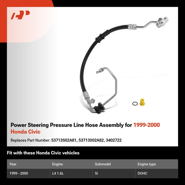 Power Steering Pressure Line Hose Assembly for 1999-2000 Honda Civic