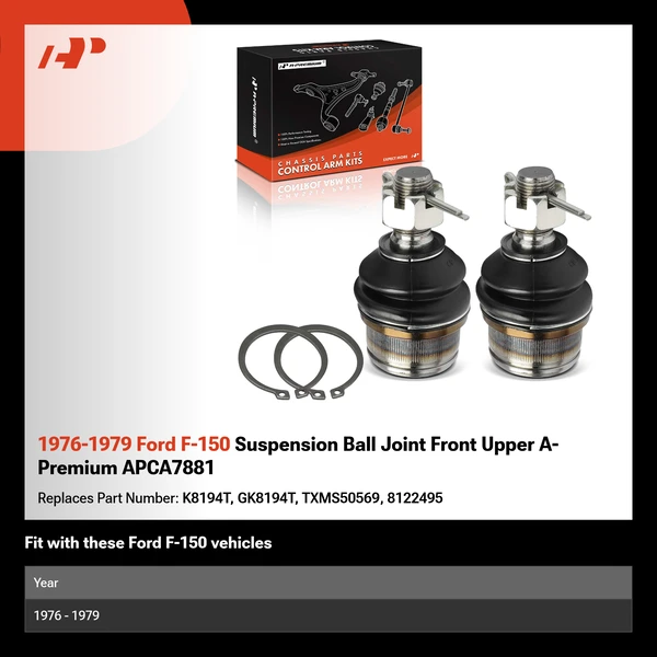 1976-1979 Ford F-150 Suspension Ball Joint Front Upper A-Premium APCA7881