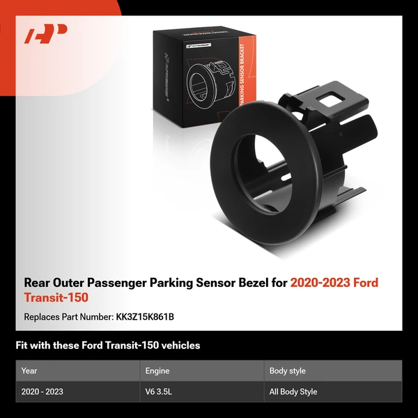 Rear Outer Passenger Parking Sensor Bezel for 2020-2023 Ford Transit-150