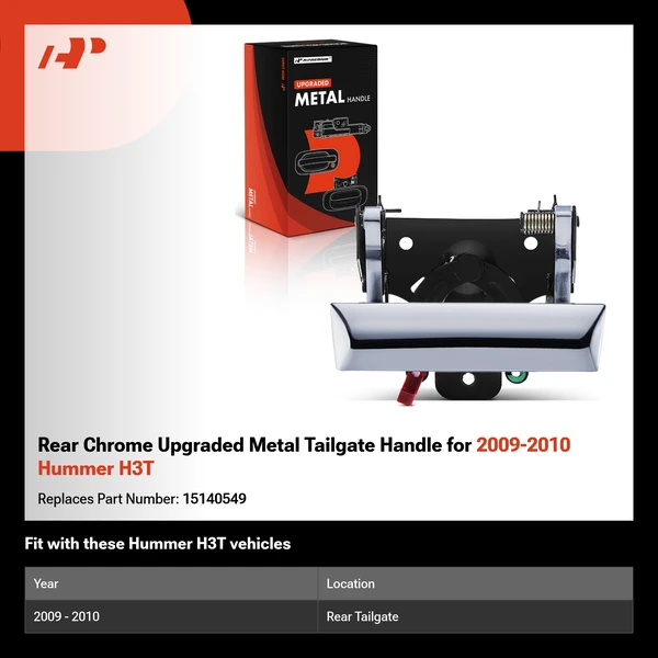 Rear Chrome Upgraded Metal Tailgate Handle for 2009-2010 Hummer H3T