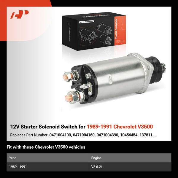12V Starter Solenoid Switch for 1989-1991 Chevrolet V3500