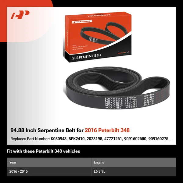 94.88 Inch Serpentine Belt for 2016 Peterbilt 348