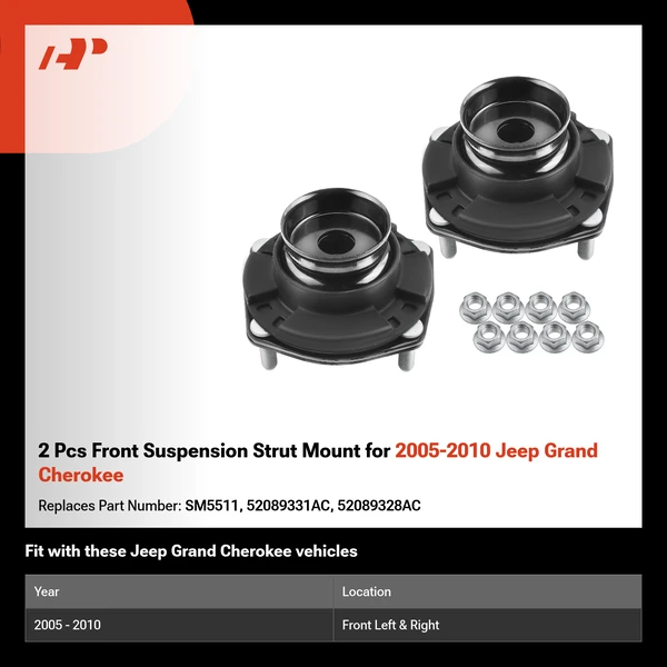 2 Pcs Front Suspension Strut Mount for 2005-2010 Jeep Grand Cherokee