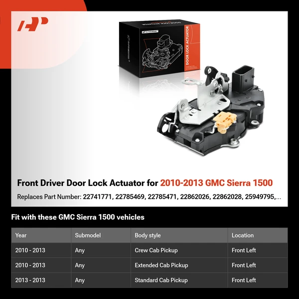 Front Driver Door Lock Actuator for 2010-2013 GMC Sierra 1500
