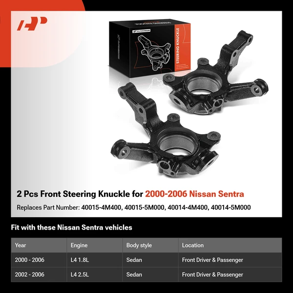 2 Pcs Front Steering Knuckle for 2000-2006 Nissan Sentra