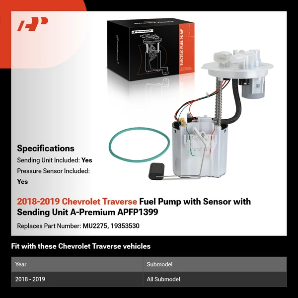 2018-2019 Chevrolet Traverse Fuel Pump with Sensor with Sending Unit A-Premium APFP1399
