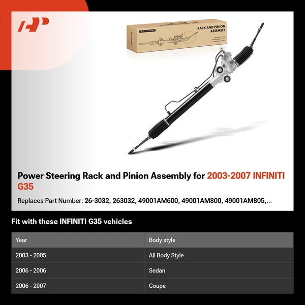 Power Steering Rack and Pinion Assembly for 2003-2007 INFINITI G35