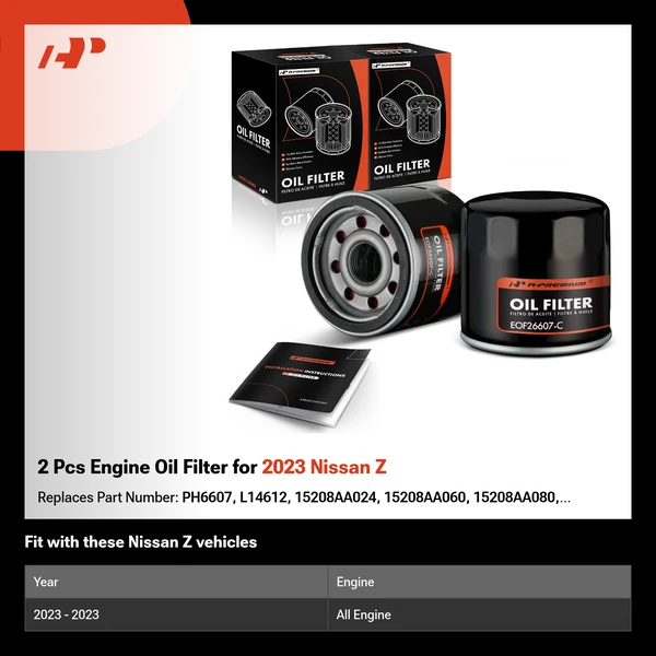 2 Pcs Engine Oil Filter for 2023 Nissan Z