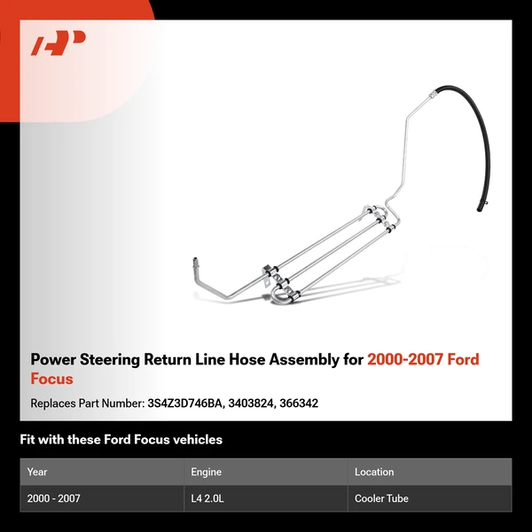 Power Steering Return Line Hose Assembly for 2000-2007 Ford Focus