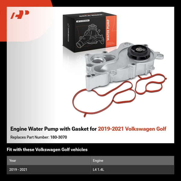 Engine Water Pump with Gasket for 2019-2021 Volkswagen Golf