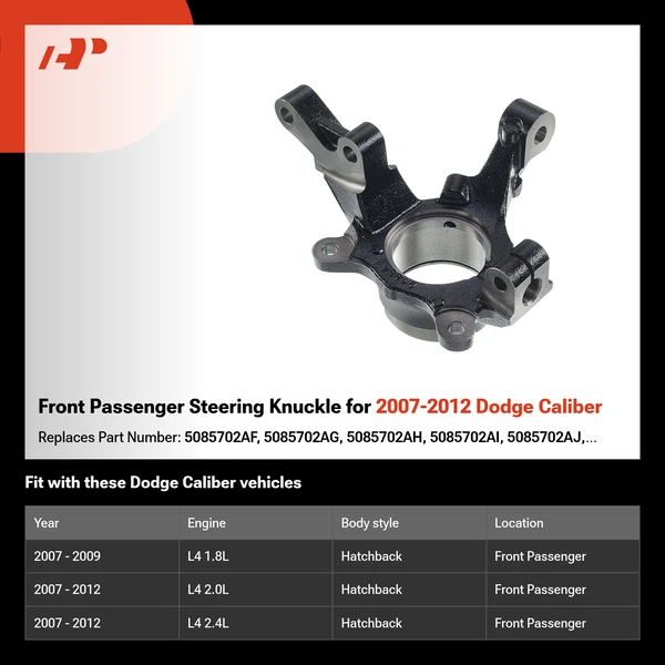 Front Passenger Steering Knuckle for 2007-2012 Dodge Caliber