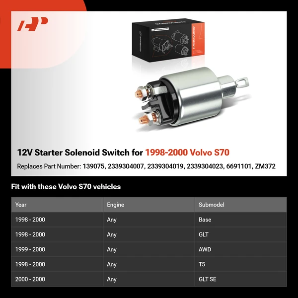 12V Starter Solenoid Switch for 1998-2000 Volvo S70