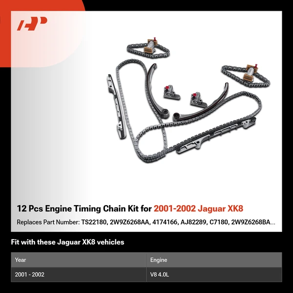 12 Pcs Engine Timing Chain Kit for 2001-2002 Jaguar XK8