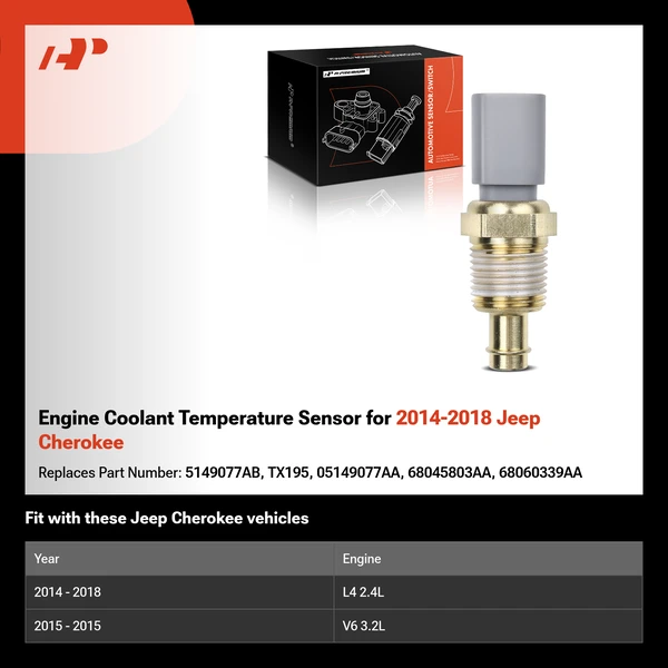 Engine Coolant Temperature Sensor for 2014-2018 Jeep Cherokee