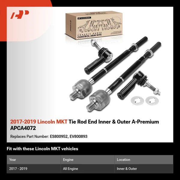 2017-2019 Lincoln MKT Tie Rod End Inner & Outer A-Premium APCA4072