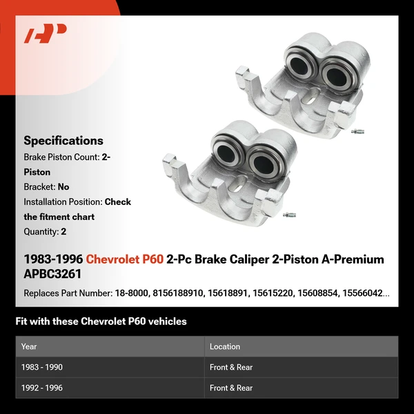 1983-1996 Chevrolet P60 2-Pc Brake Caliper 2-Piston A-Premium APBC3261