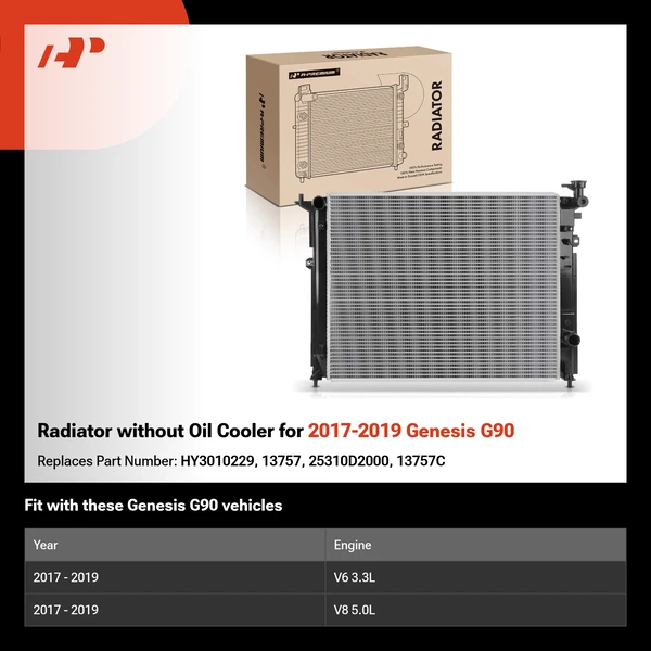 Radiator without Oil Cooler for 2017-2019 Genesis G90