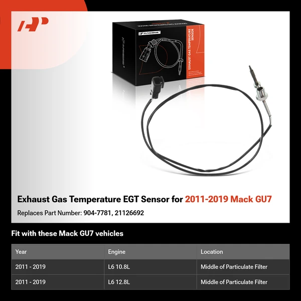 Exhaust Gas Temperature EGT Sensor for 2011-2019 Mack GU7