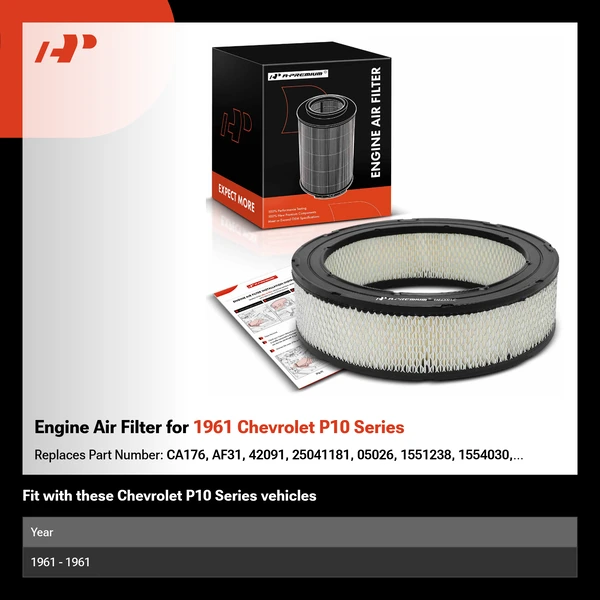 Engine Air Filter for 1961 Chevrolet P10 Series