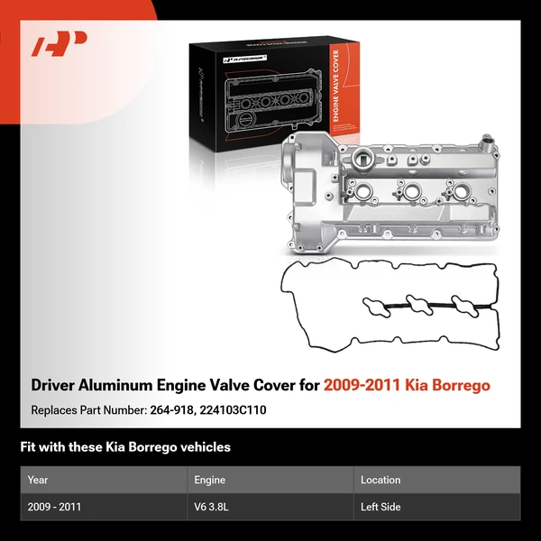 Driver Aluminum Engine Valve Cover for 2009-2011 Kia Borrego