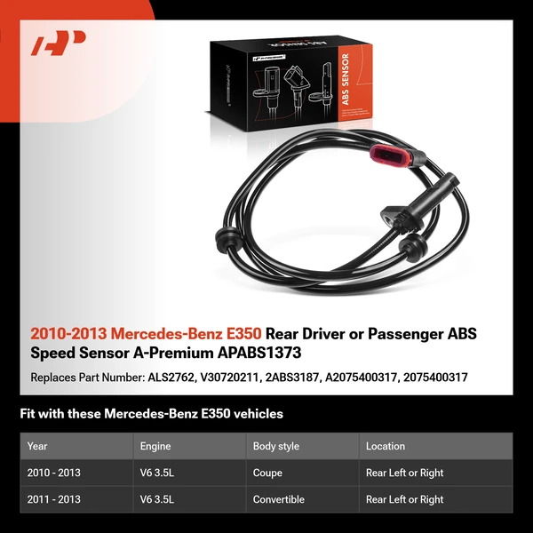 2010-2013 Mercedes-Benz E350 Rear Driver or Passenger ABS Speed Sensor A-Premium APABS1373