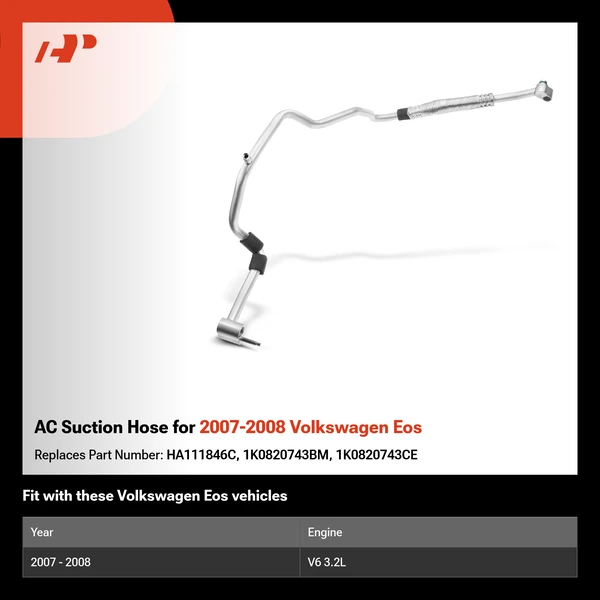 AC Suction Hose for 2007-2008 Volkswagen Eos
