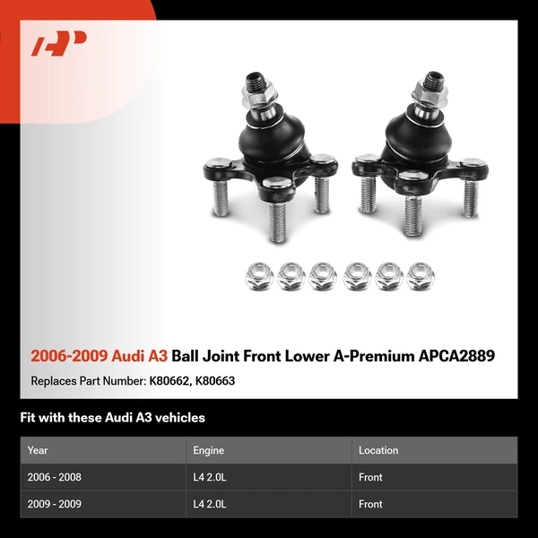 2006-2009 Audi A3 Ball Joint Front Lower A-Premium APCA2889