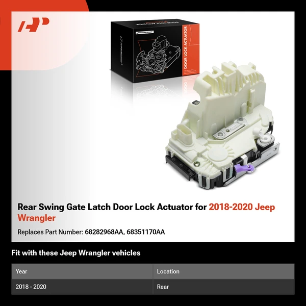 Rear Swing Gate Latch Door Lock Actuator for 2018-2020 Jeep Wrangler