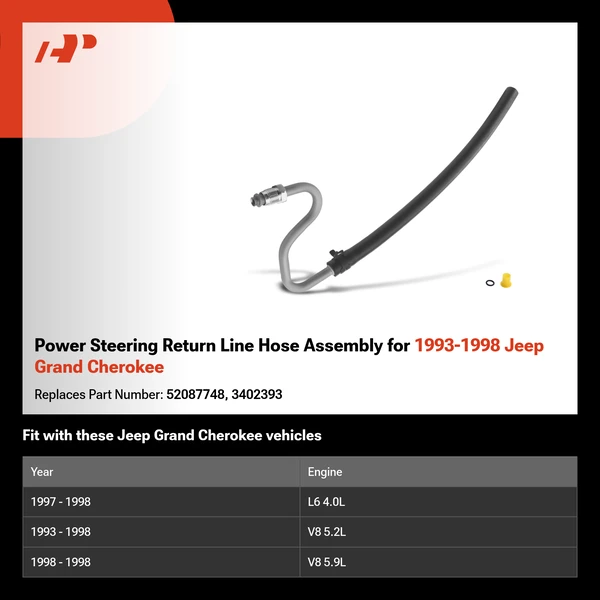 Power Steering Return Line Hose Assembly for 1993-1998 Jeep Grand Cherokee