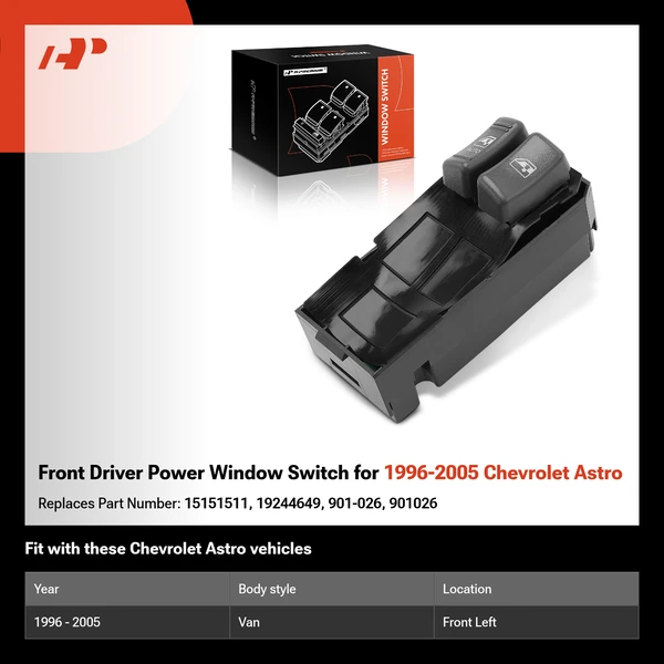 Front Driver Power Window Switch for 1996-2005 Chevrolet Astro