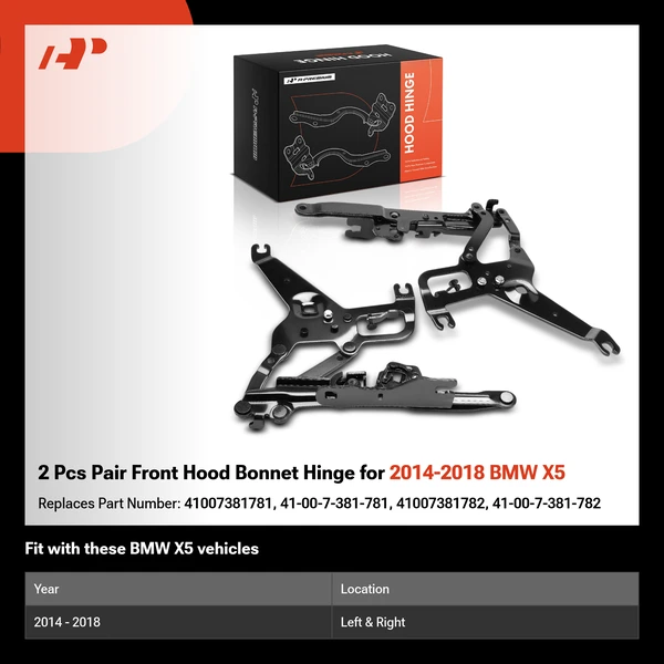 2 Pcs Pair Front Hood Bonnet Hinge for 2014-2018 BMW X5
