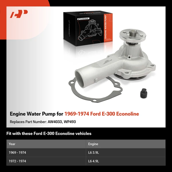 Engine Water Pump for 1969-1974 Ford E-300 Econoline