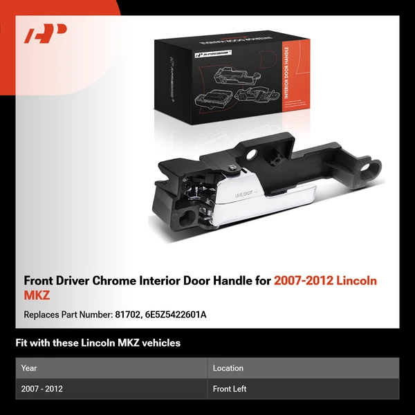 Front Driver Chrome Interior Door Handle for 2007-2012 Lincoln MKZ