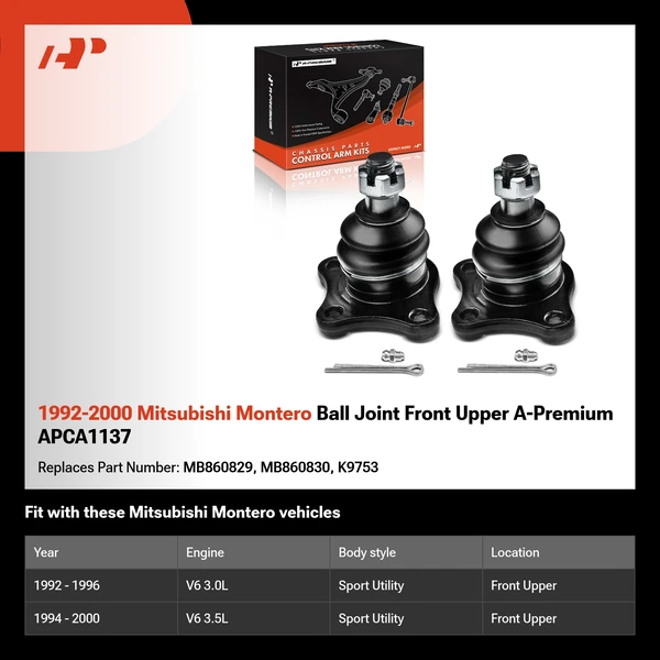 1992-2000 Mitsubishi Montero Ball Joint Front Upper A-Premium APCA1137