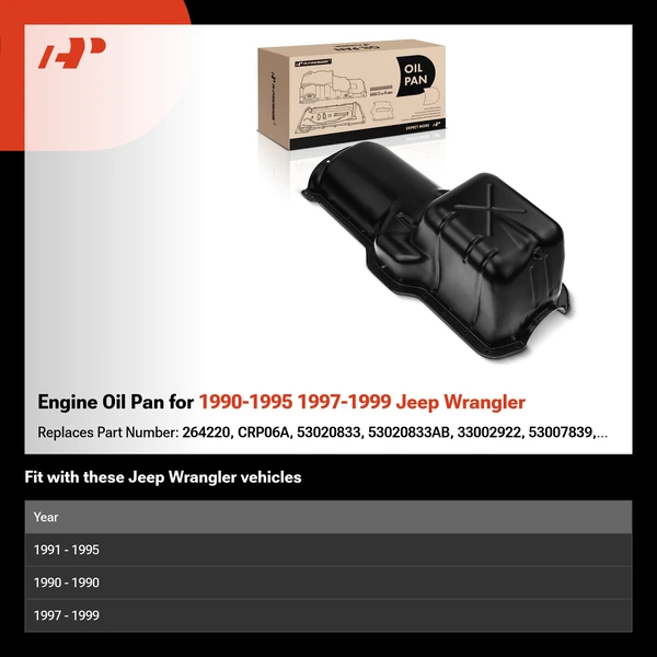 Engine Oil Pan for 1990-1995 1997-1999 Jeep Wrangler