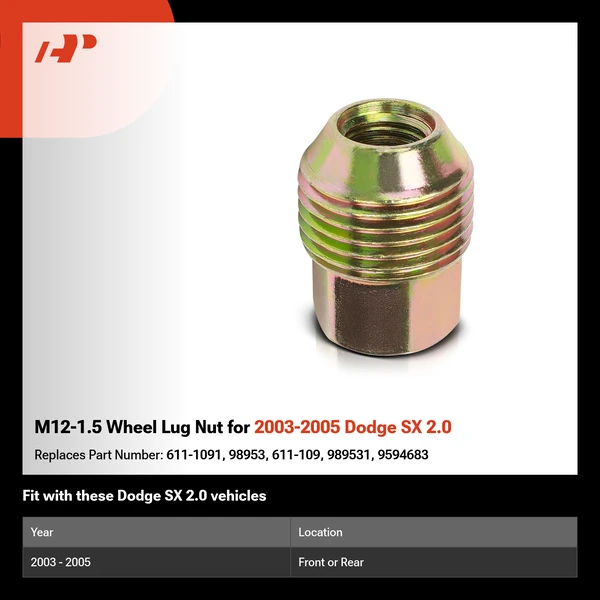 M12-1.5 Wheel Lug Nut for 2003-2005 Dodge SX 2.0