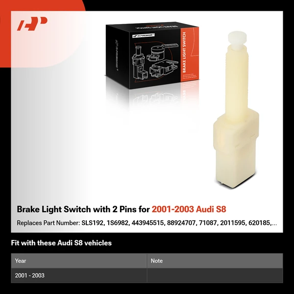 Brake Light Switch with 2 Pins for 2001-2003 Audi S8