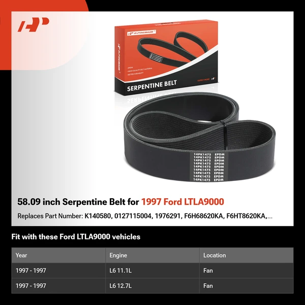 58.09 inch Serpentine Belt for 1997 Ford LTLA9000
