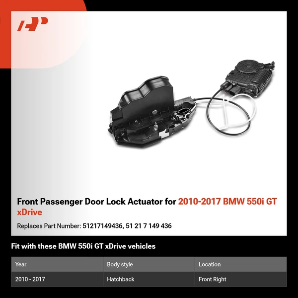 Front Passenger Door Lock Actuator for 2010-2017 BMW 550i GT xDrive