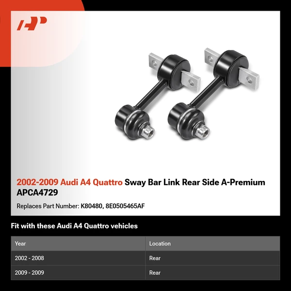 2002-2009 Audi A4 Quattro Sway Bar Link Rear Side A-Premium APCA4729